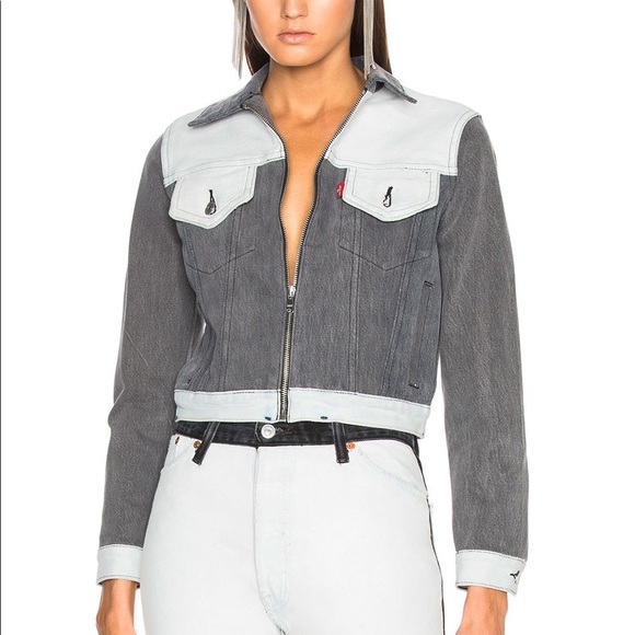 levi's cropped black denim jacket